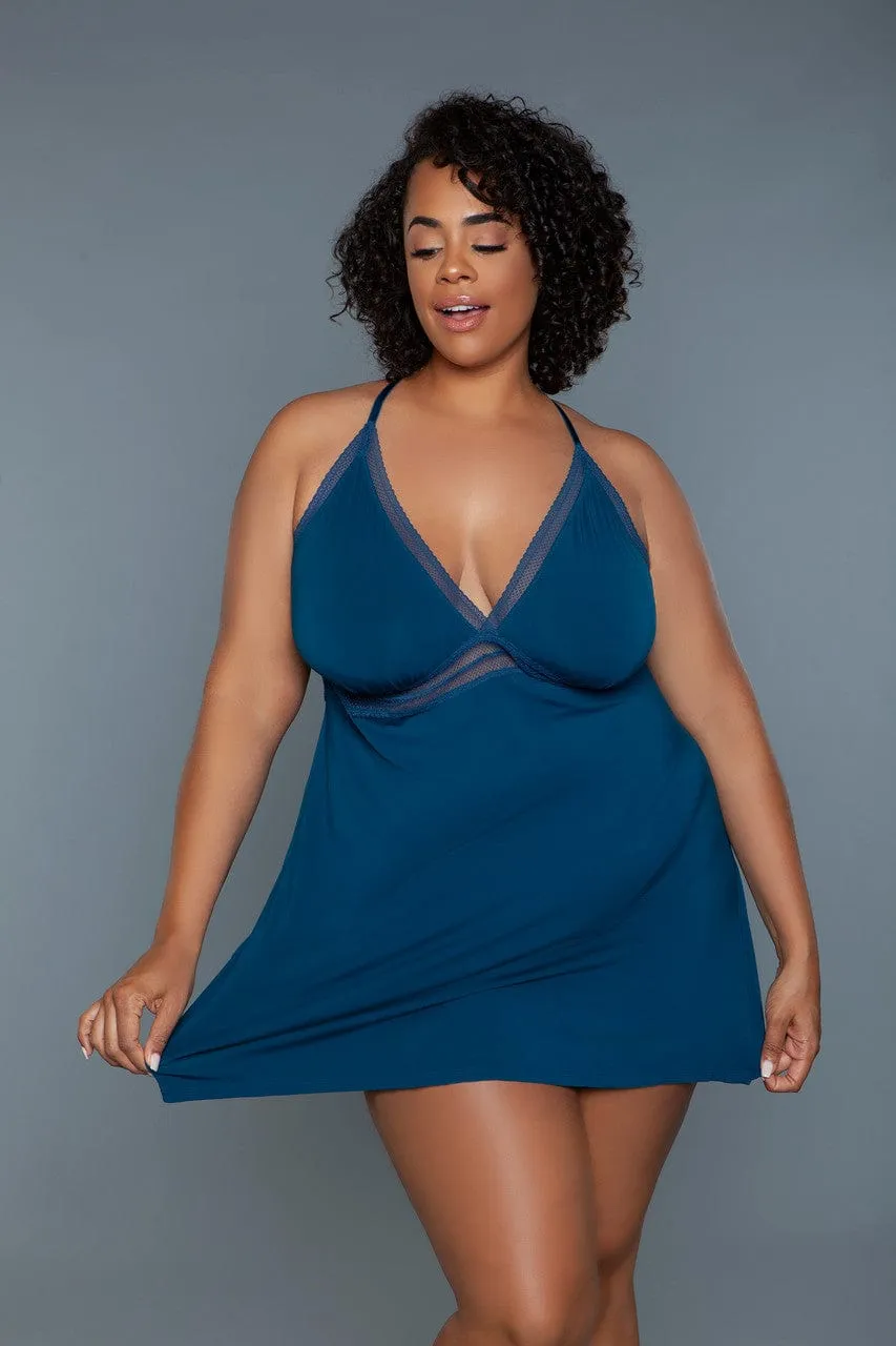 Geovan Eyelet Lace Babydoll Deep Royal