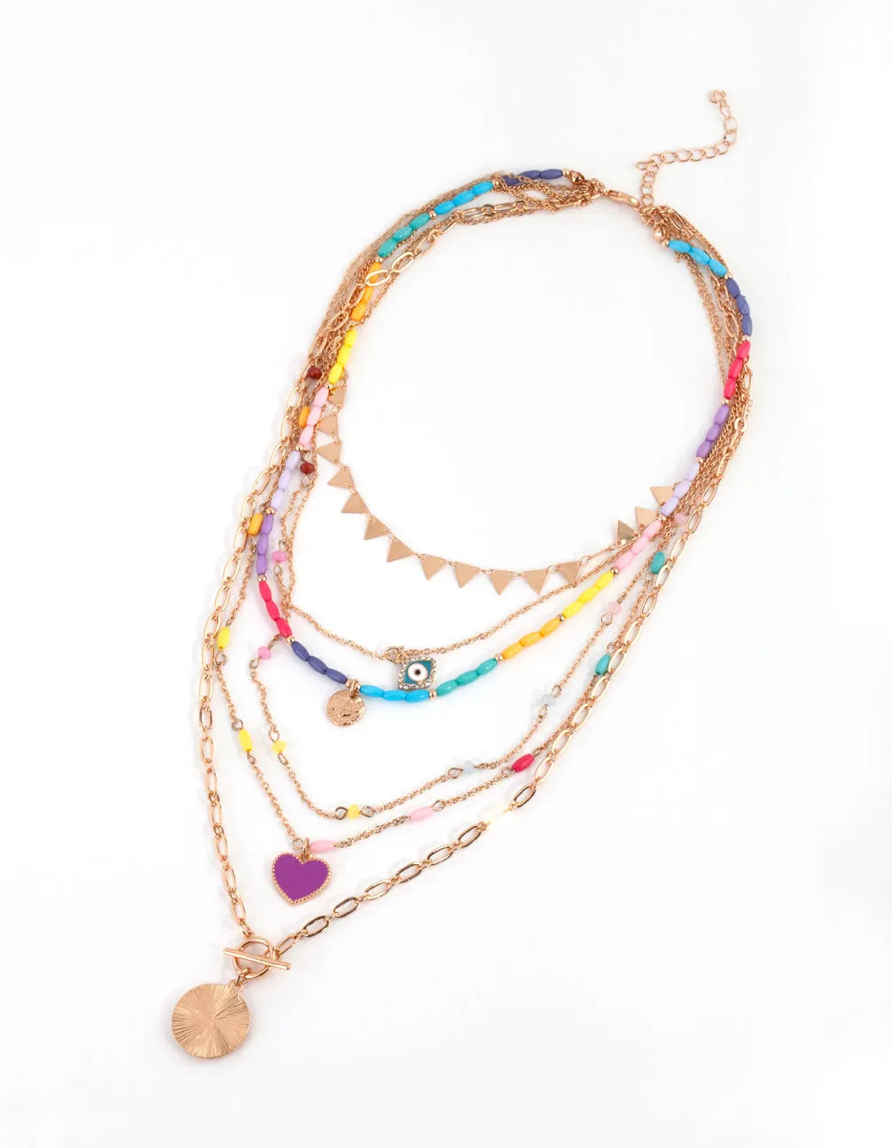 Gold Colourful Evil Eye Necklace 6-Pack