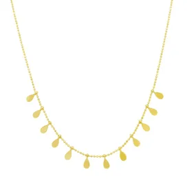 Gold Pear Dangle Necklace