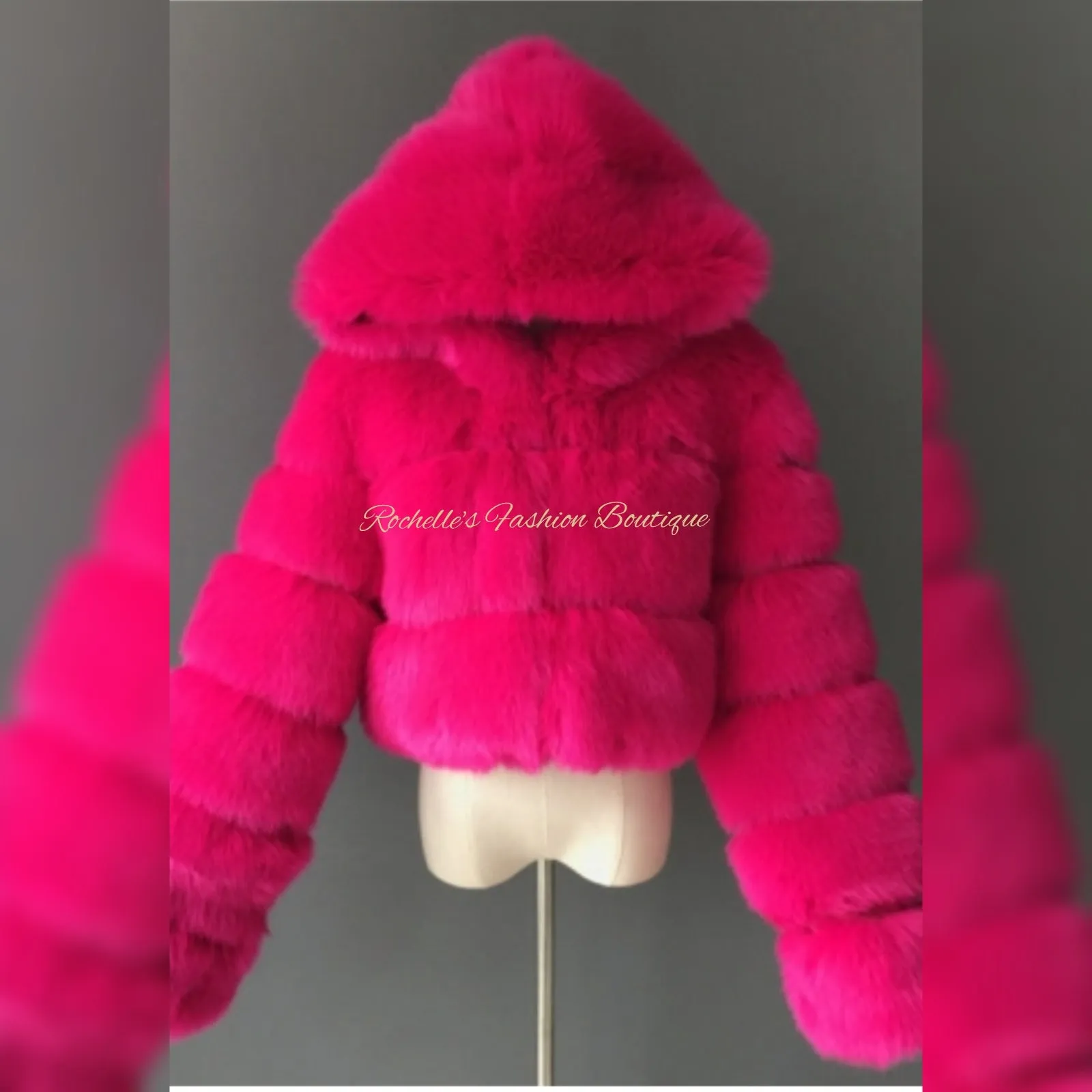 Green Fur Crop Hoodie