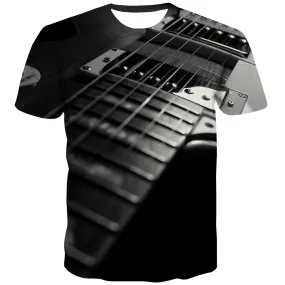 Guitar T-shirt Men Music Tshirts Casual Wooden T-shirts 3d Metal Tshirts Novelty