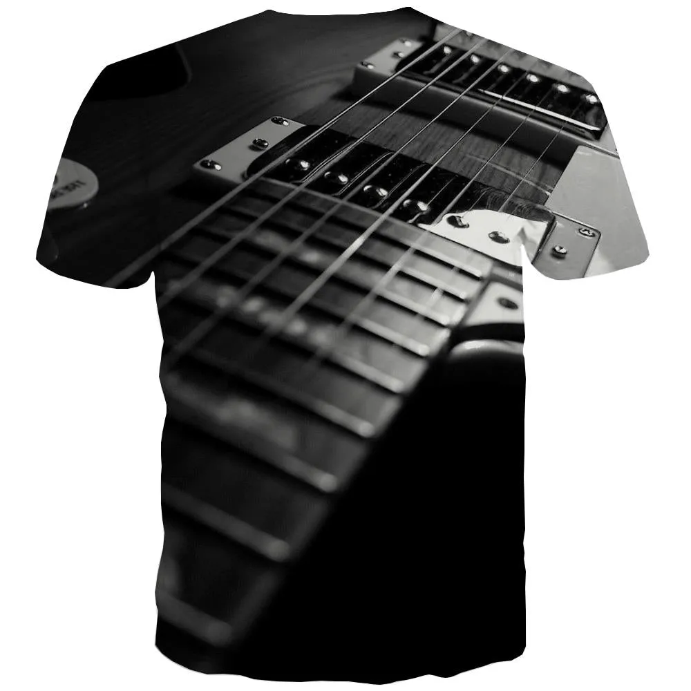 Guitar T-shirt Men Music Tshirts Casual Wooden T-shirts 3d Metal Tshirts Novelty