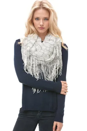 Hand Knit 2-Way Net Infinity Scarf in White by Spun
