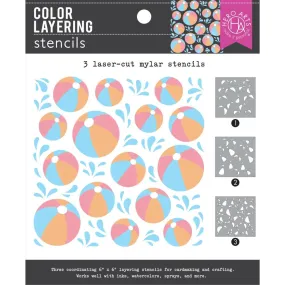 Hero Arts Colour Layering Stencil Set 6"X6" Beach Ball