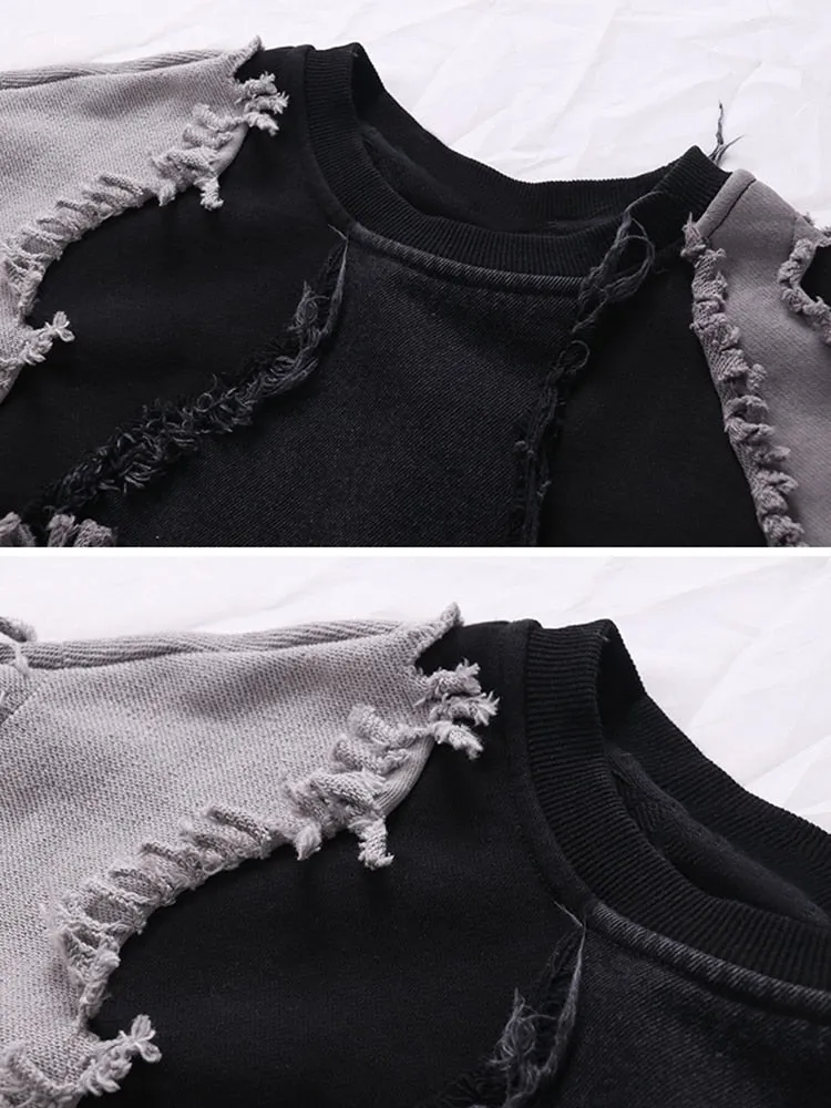 Hit Color Pullover Sweatershirts For Women Round Neck Long Sleeves Loose Designer Sweatershirt Female Fashion