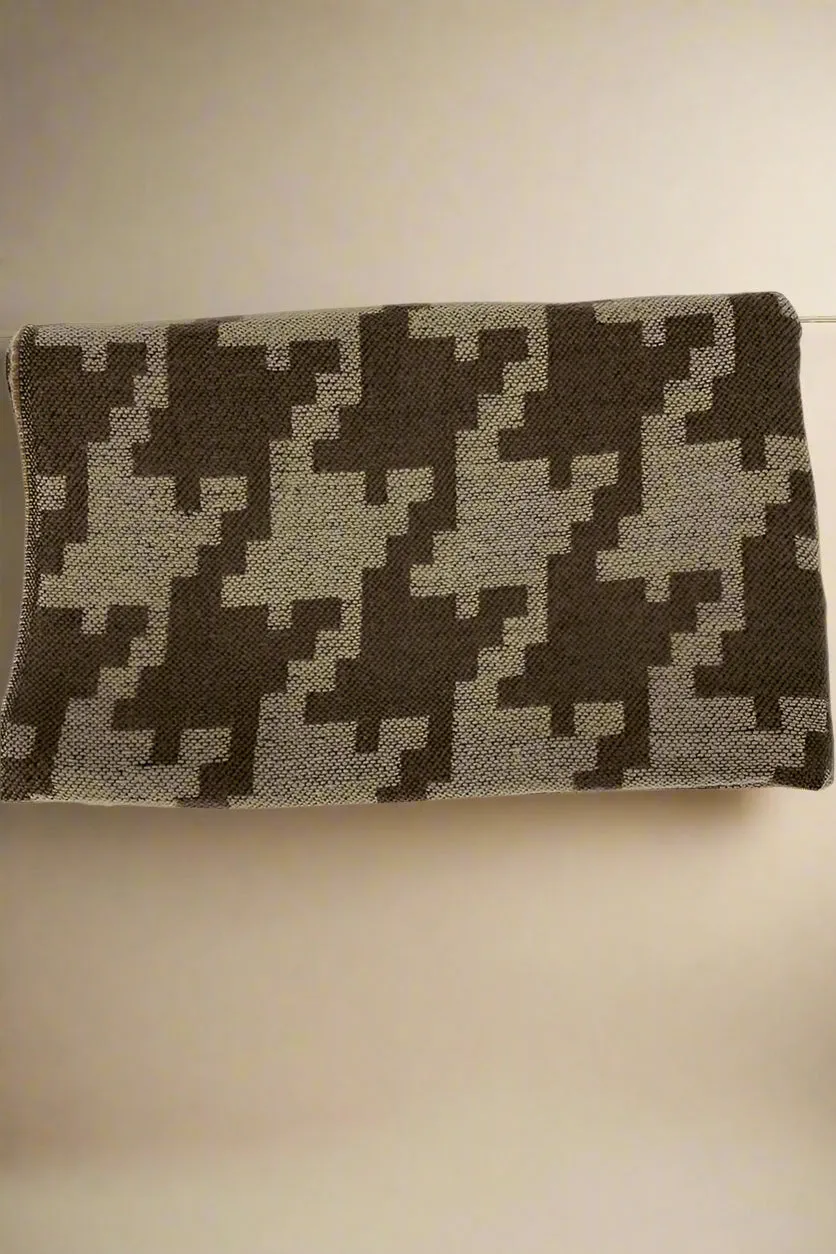 Houndstooth Infinity Scarf Brown