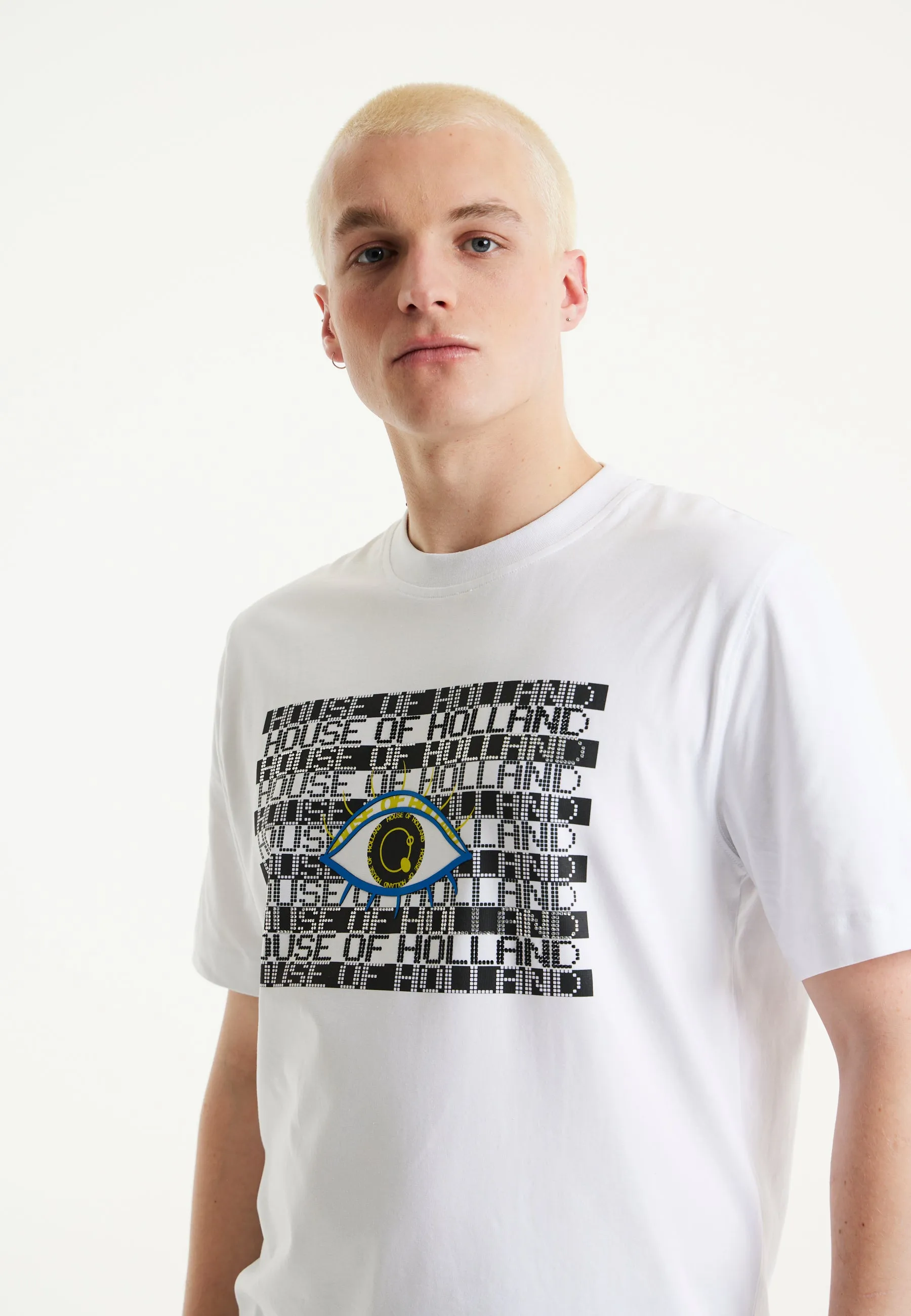 House of Holland Rhinestone Printed T-shirt in White