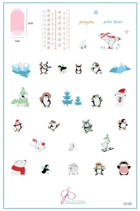 Ice Cap Adventures (CjS-330) Steel Nail Art Layered Stamping Plate