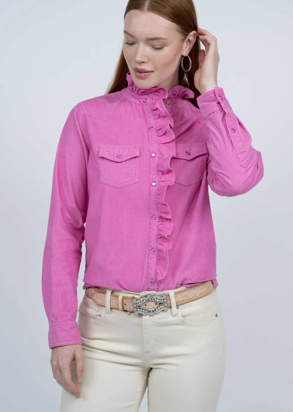 Ivy Jane 641414 Heart to Heart Corduroy Ruffle Snap Shirt