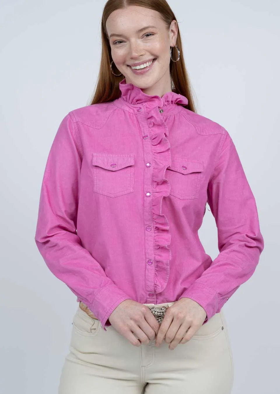 Ivy Jane 641414 Heart to Heart Corduroy Ruffle Snap Shirt