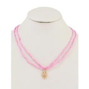 JAN40026 - Beaded Hamsa Necklace