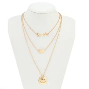 JAN43772 - Layered Smiley Face Necklace