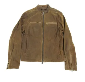 John Varvatos Brown Suede Zip Up Bomber Jacket - M