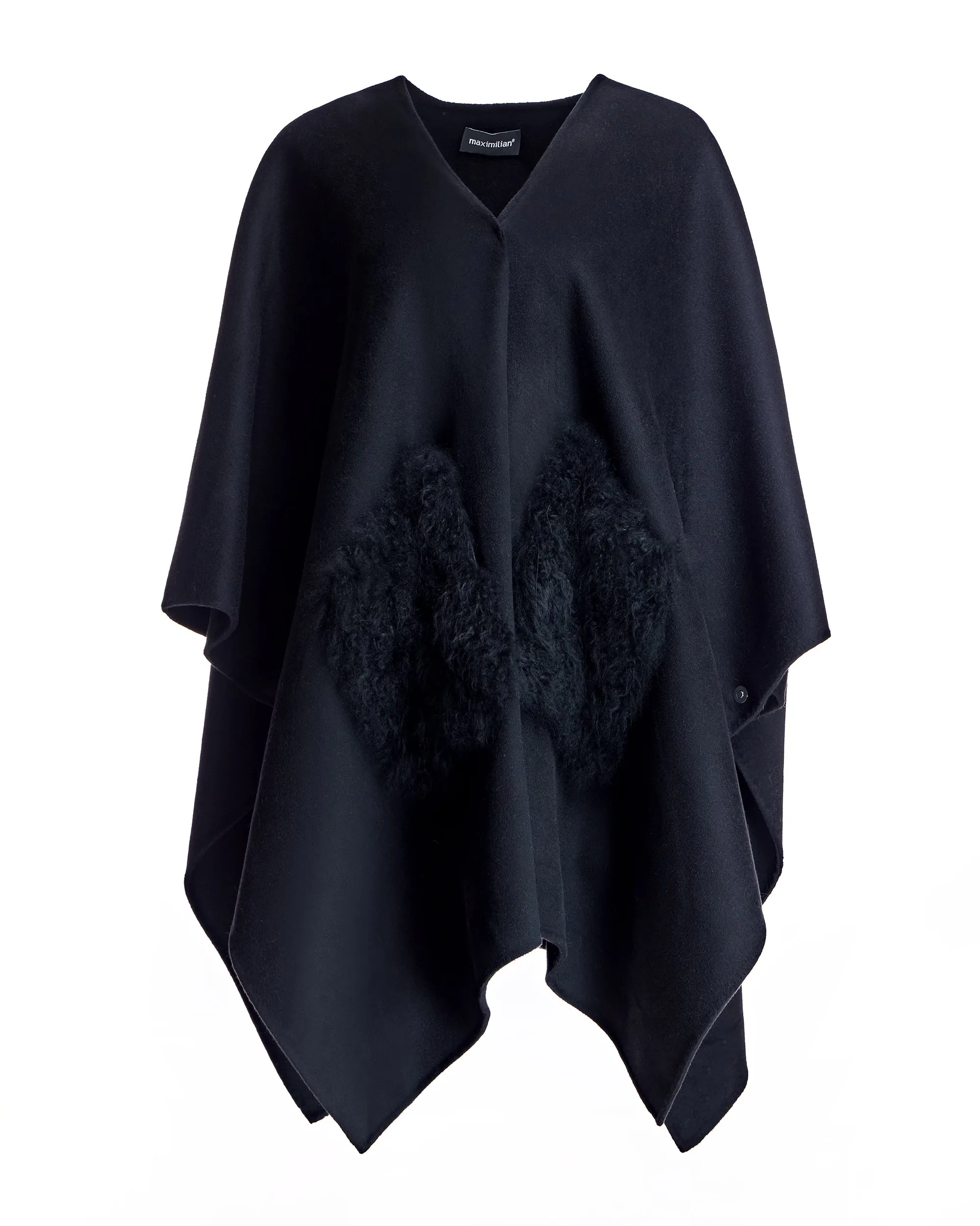 Julia & Stella by Maximilian Wool Blend Ruana with Plush Cashmere Goat Trim