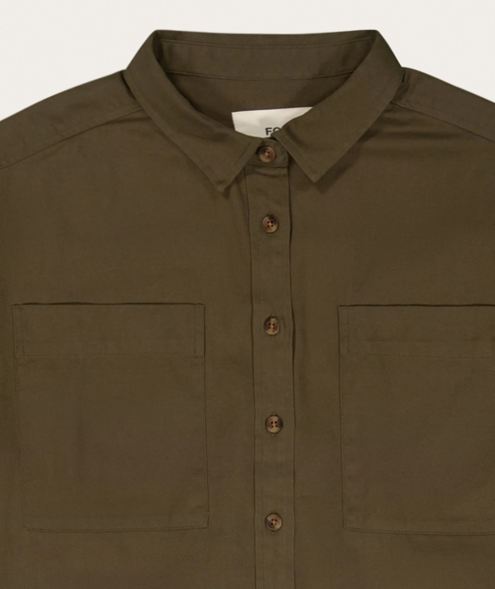 Ladies Boxy Long Sleeve Shirt - Olive Green