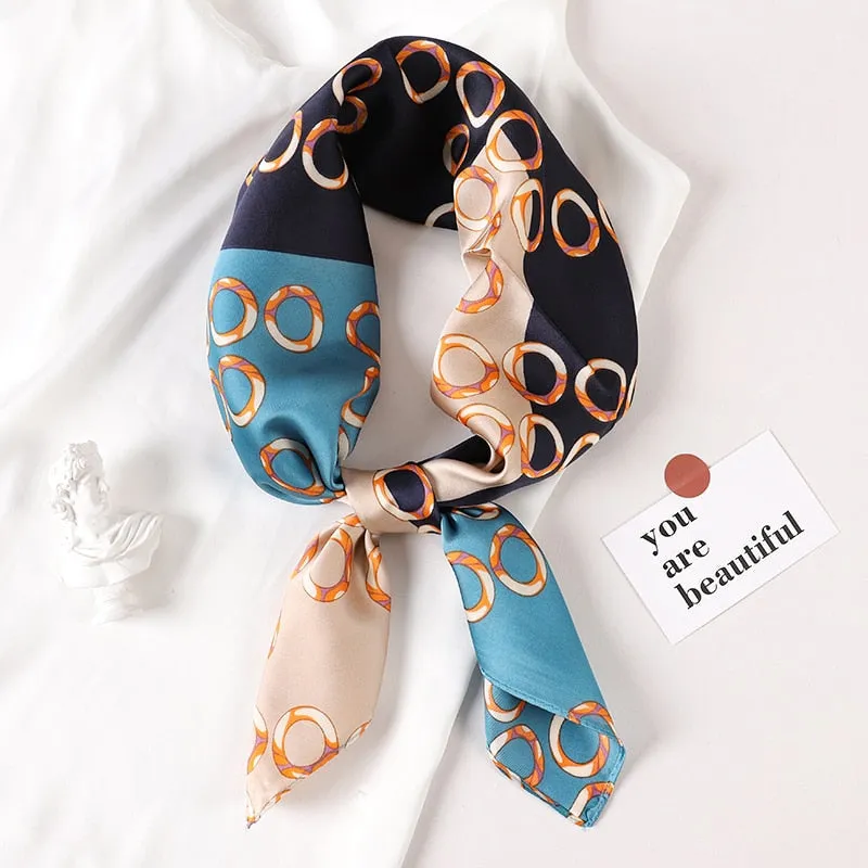 Lady Glams  Luxury Brand Silk Square Plaid Scarf