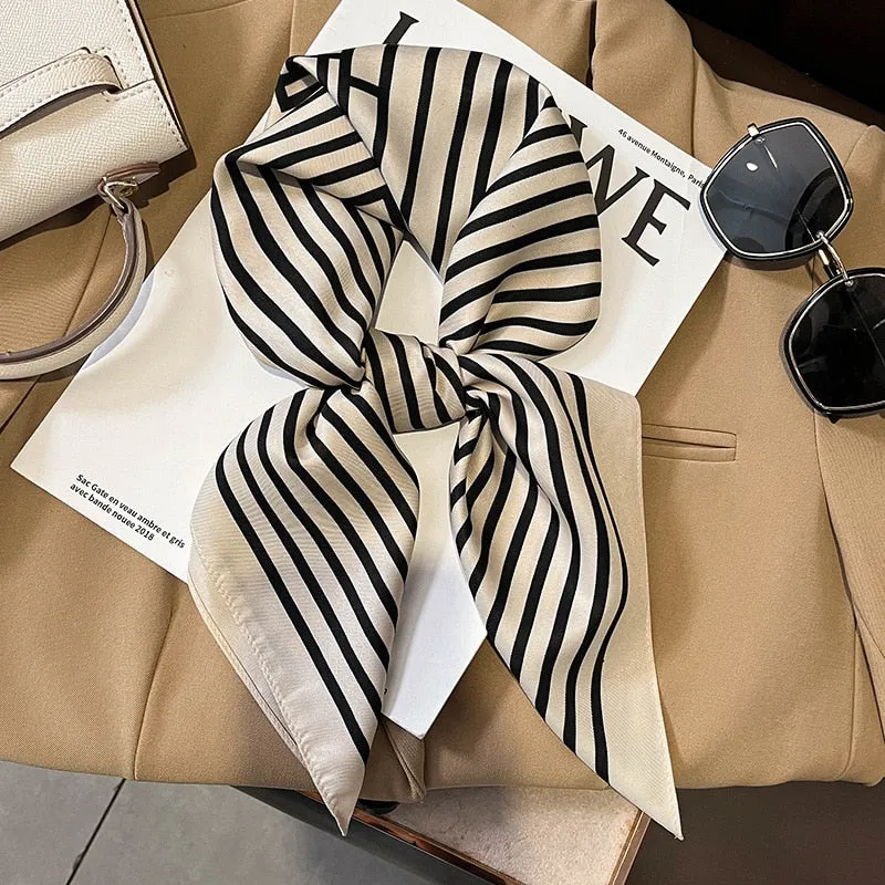 Lady Glams  Luxury Brand Silk Square Plaid Scarf