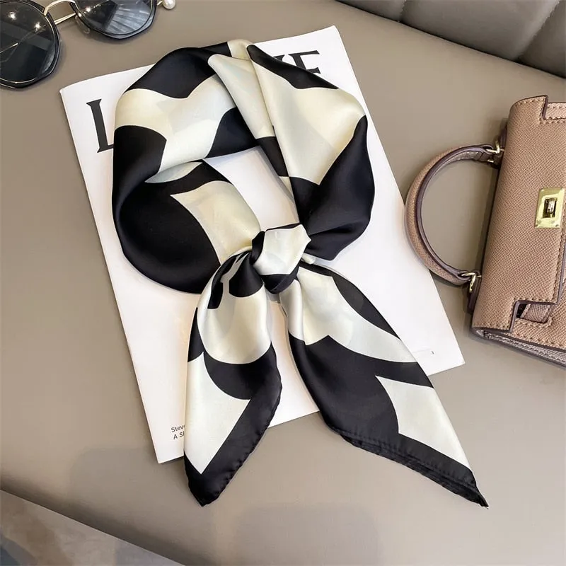 Lady Glams  Luxury Brand Silk Square Plaid Scarf