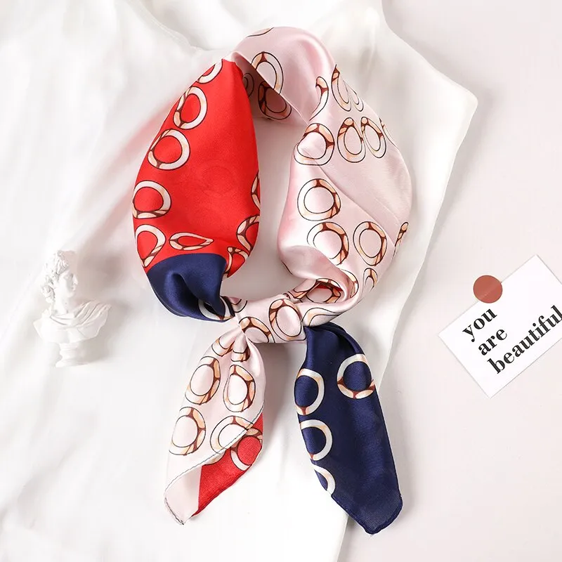 Lady Glams  Luxury Brand Silk Square Plaid Scarf