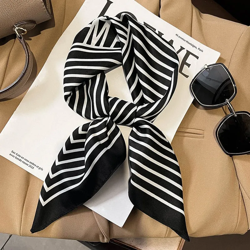 Lady Glams  Luxury Brand Silk Square Plaid Scarf