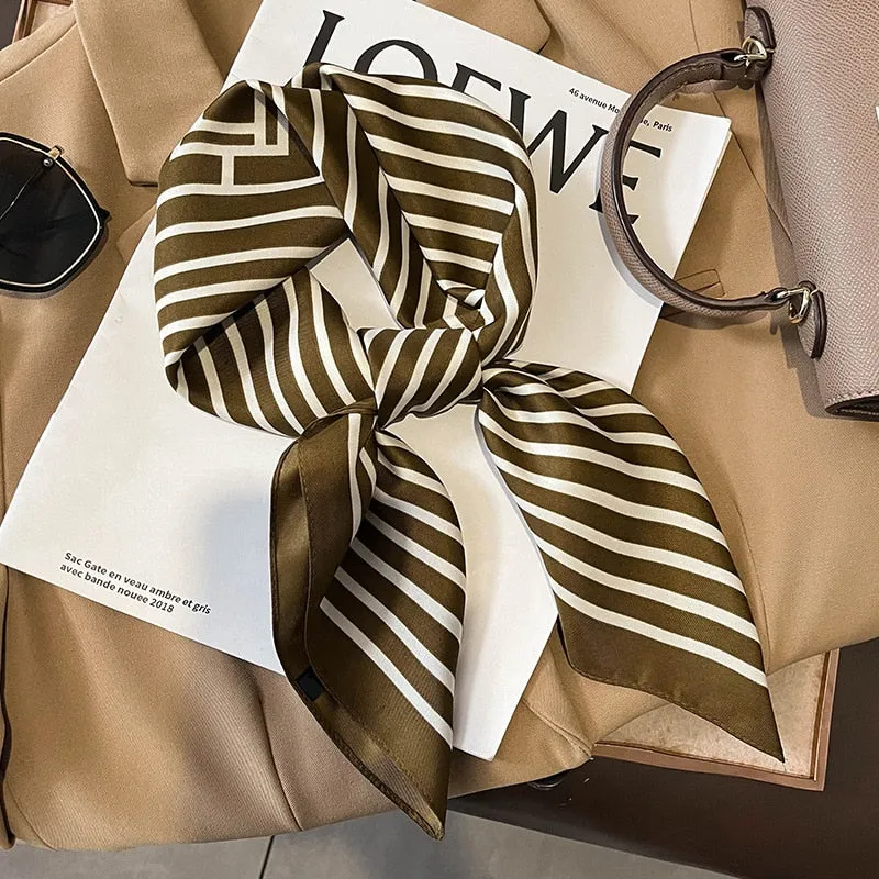 Lady Glams  Luxury Brand Silk Square Plaid Scarf