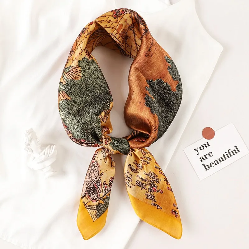 Lady Glams  Luxury Brand Silk Square Plaid Scarf