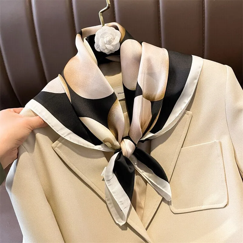Lady Glams  Luxury Brand Silk Square Plaid Scarf