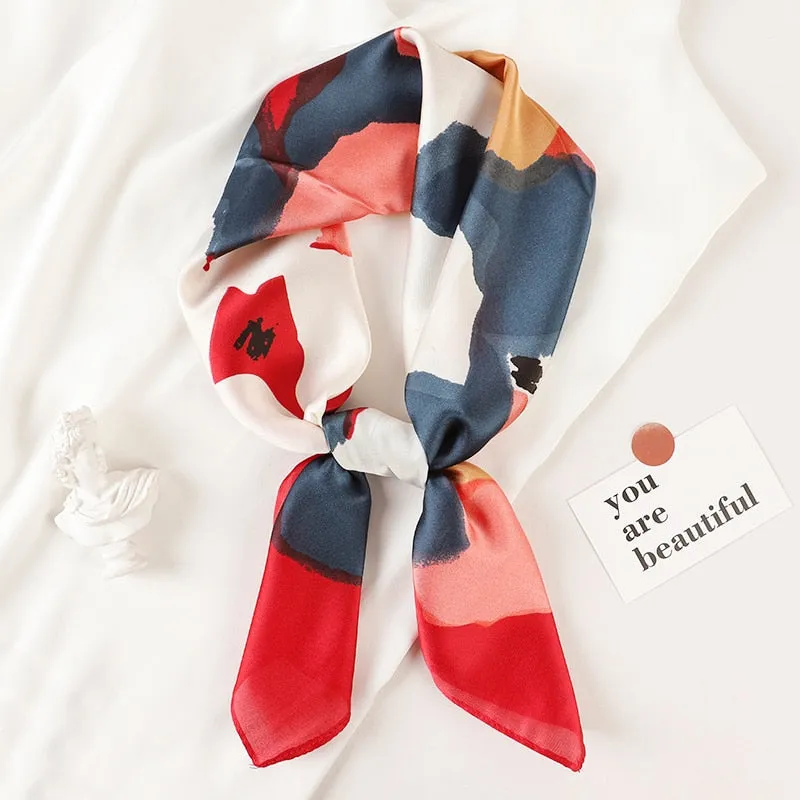 Lady Glams  Luxury Brand Silk Square Plaid Scarf