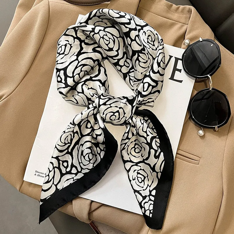 Lady Glams  Luxury Brand Silk Square Plaid Scarf