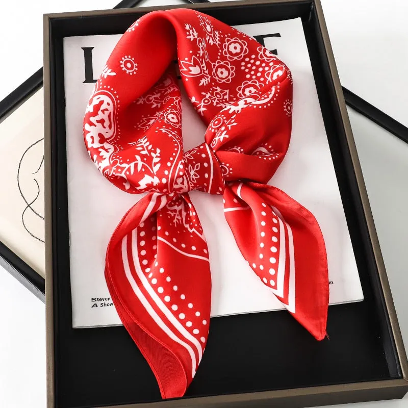 Lady Glams  Luxury Brand Silk Square Plaid Scarf