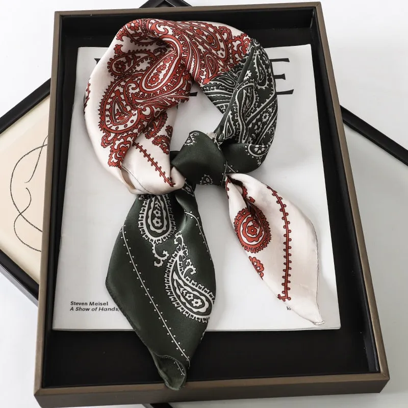 Lady Glams  Luxury Brand Silk Square Plaid Scarf