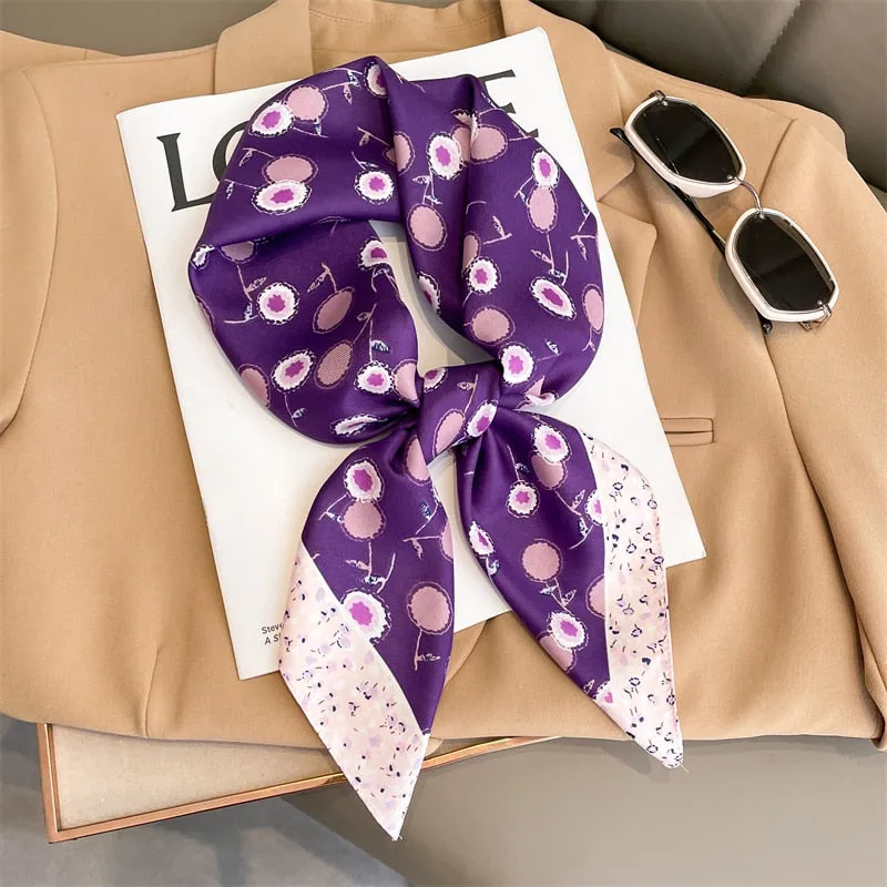 Lady Glams  Luxury Brand Silk Square Plaid Scarf
