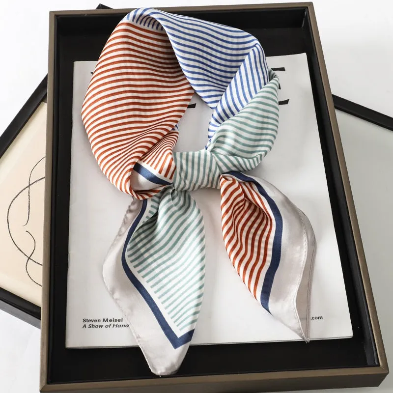 Lady Glams  Luxury Brand Silk Square Plaid Scarf
