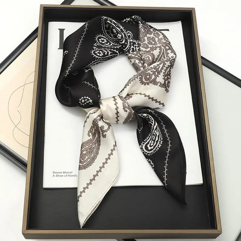 Lady Glams  Luxury Brand Silk Square Plaid Scarf