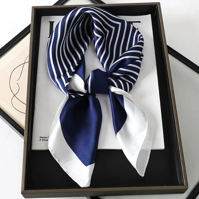 Lady Glams  Luxury Brand Silk Square Plaid Scarf