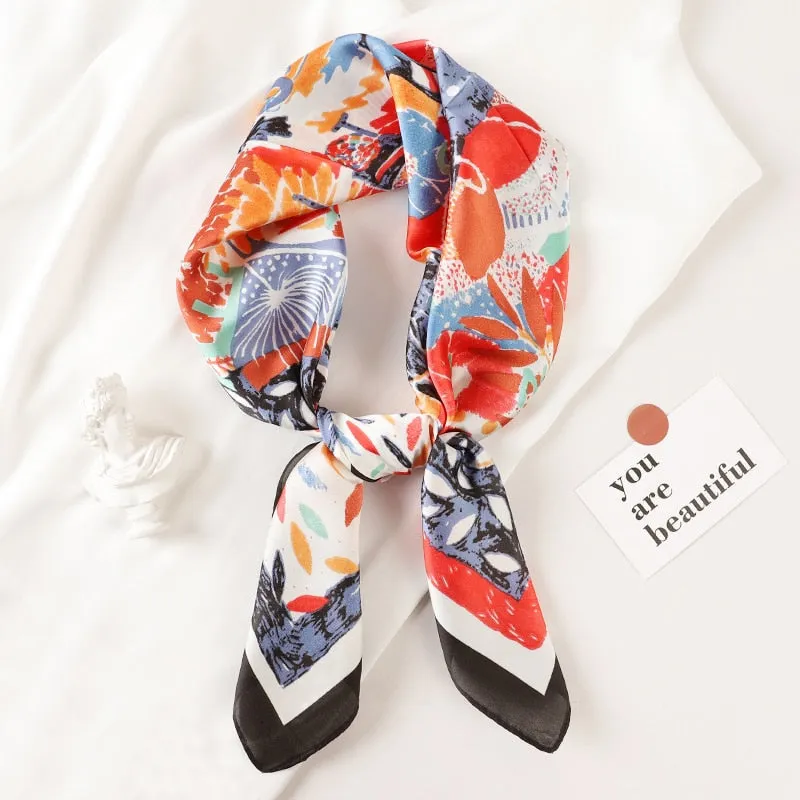 Lady Glams  Luxury Brand Silk Square Plaid Scarf