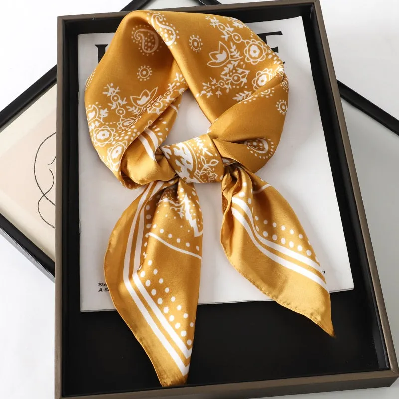 Lady Glams  Luxury Brand Silk Square Plaid Scarf
