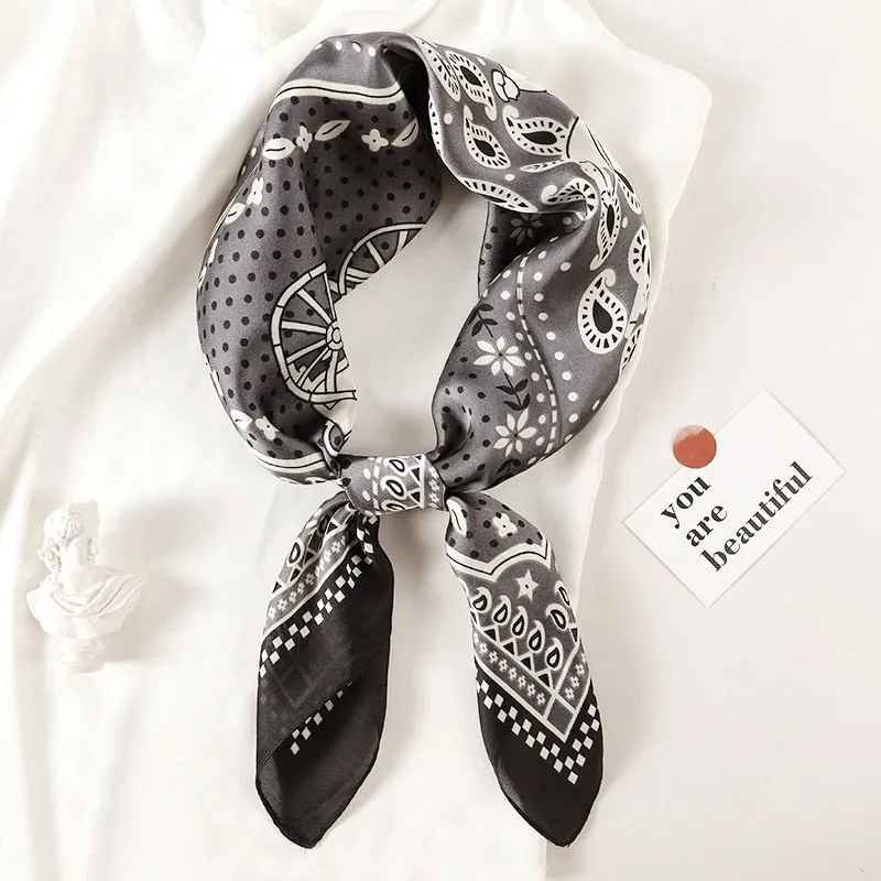 Lady Glams  Luxury Brand Silk Square Plaid Scarf