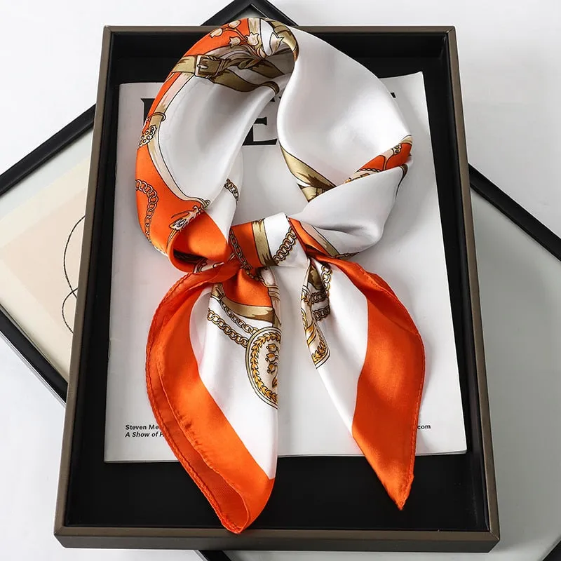 Lady Glams  Luxury Brand Silk Square Plaid Scarf