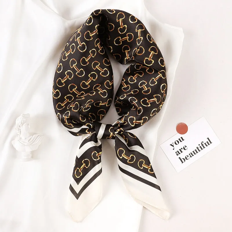 Lady Glams  Luxury Brand Silk Square Plaid Scarf