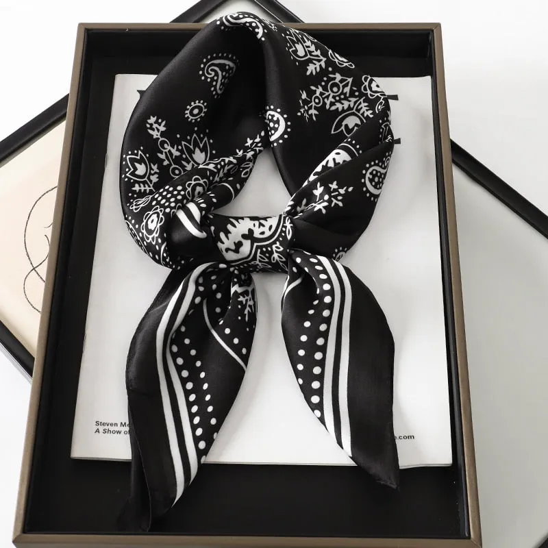 Lady Glams  Luxury Brand Silk Square Plaid Scarf