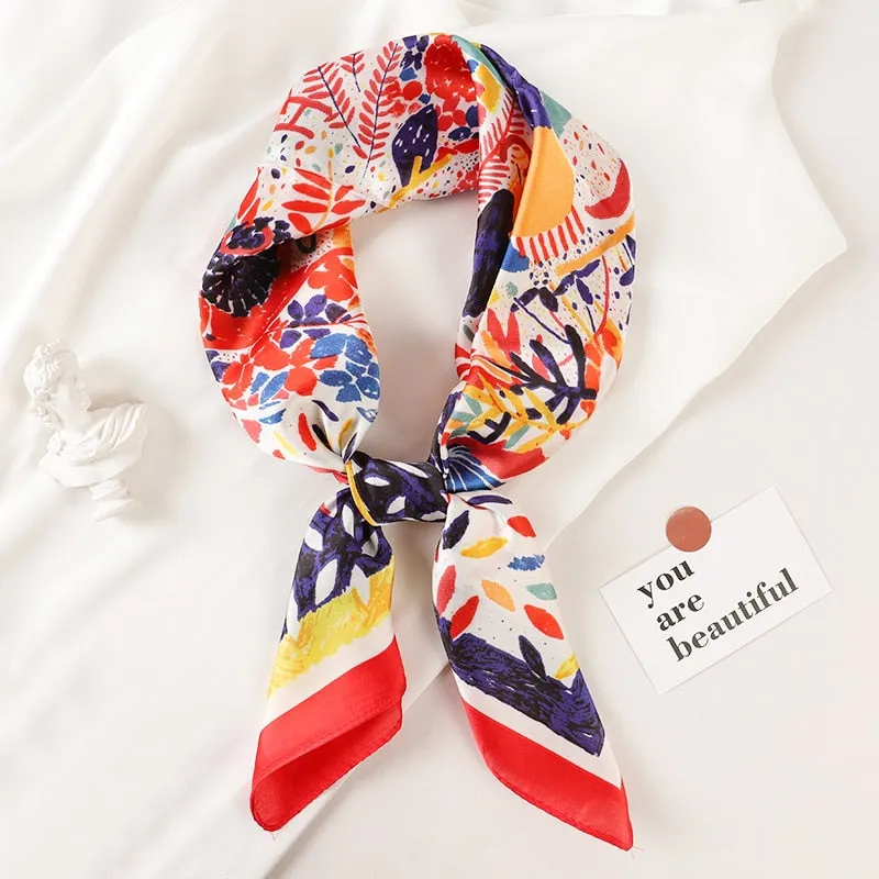 Lady Glams  Luxury Brand Silk Square Plaid Scarf