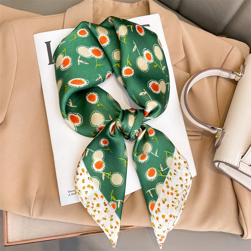 Lady Glams  Luxury Brand Silk Square Plaid Scarf