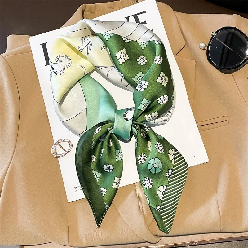 Lady Glams  Luxury Brand Silk Square Plaid Scarf