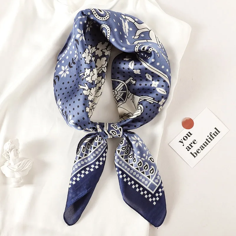Lady Glams  Luxury Brand Silk Square Plaid Scarf