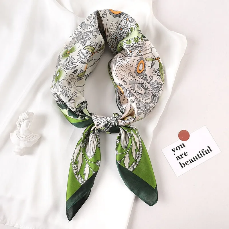 Lady Glams  Luxury Brand Silk Square Plaid Scarf