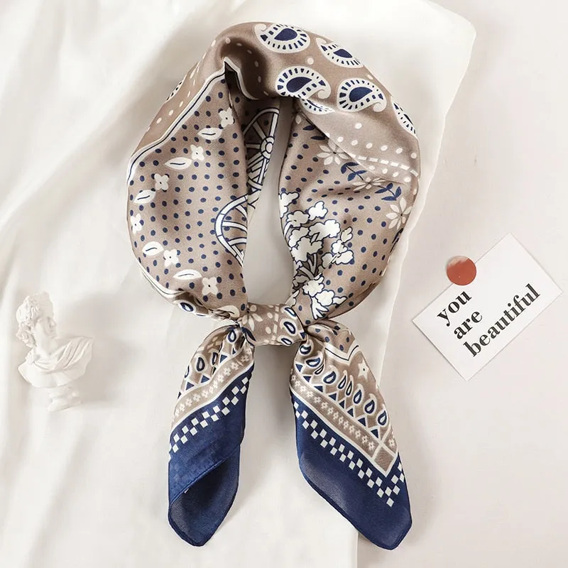 Lady Glams  Luxury Brand Silk Square Plaid Scarf