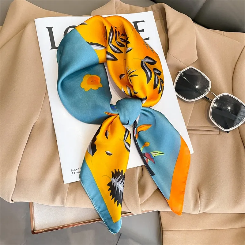 Lady Glams  Luxury Brand Silk Square Plaid Scarf