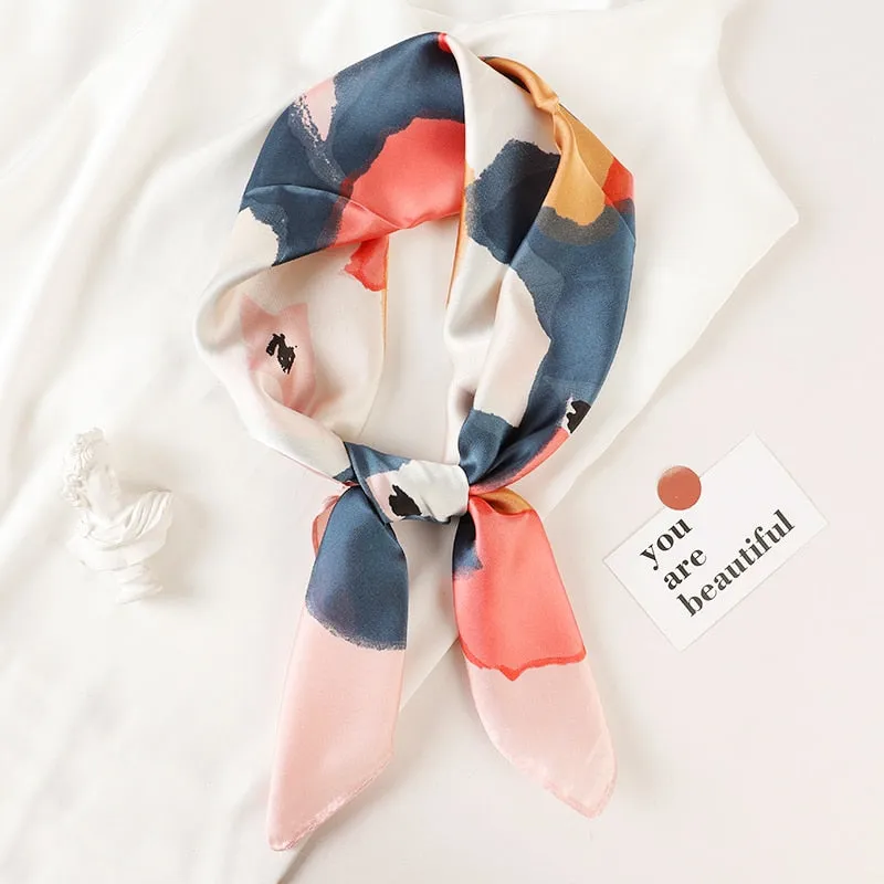 Lady Glams  Luxury Brand Silk Square Plaid Scarf