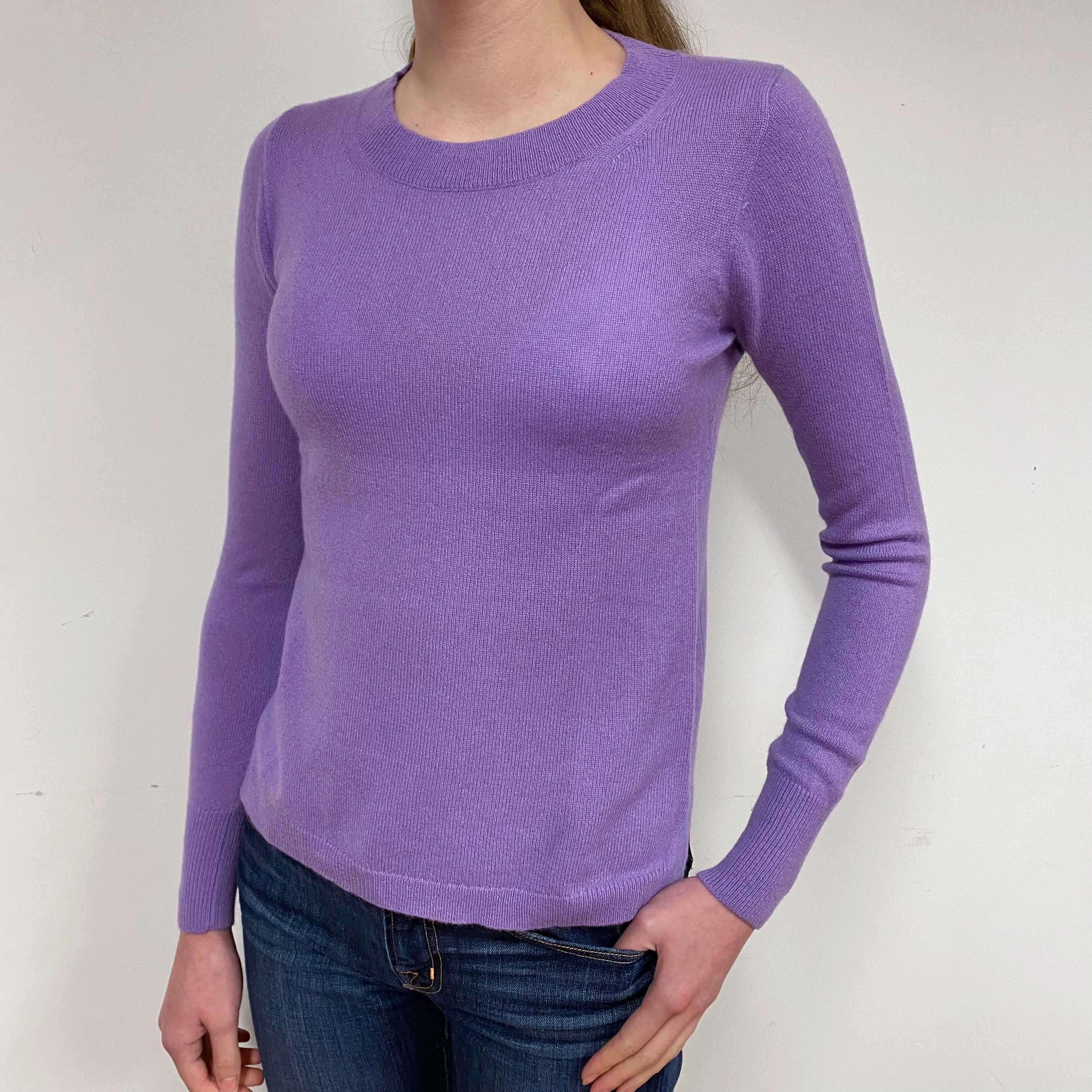 Lavender Purple Cashmere Crew Neck Jumper Extra Extra Small